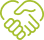 Mains vertes se serrant, formant un cœur. Symbole de collaboration, partenariat et confiance mutuelle.
