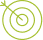 Icône verte représentant une cible ou une spirale organique avec une feuille, symbole de croissance ou de concentration.